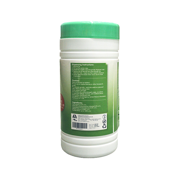 Liv-Wipe Hospital Grade Sanitiser Disinfectant Wipes 20 x 30cm TGA 100/Tub 800/Carton - White x5
