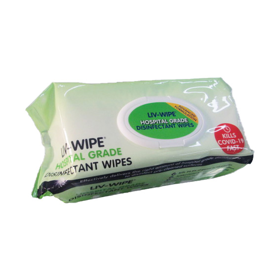 Liv-Wipe Hospital Grade Sanitiser Disinfectant Wipe 22 x 28cm TGA 352391 150/Pk 6/Ctn - White x10