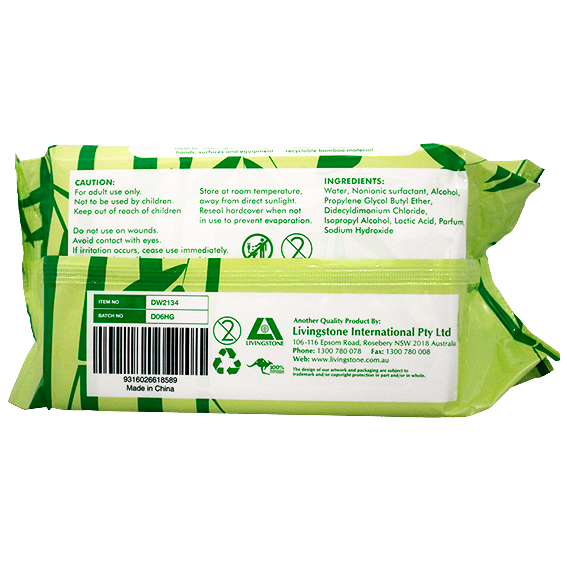 LivEco Sanitiser and Disinfectant Wipes 18 x 22cm 45GSM 110/Pack 4 Packs/Carton - White x10