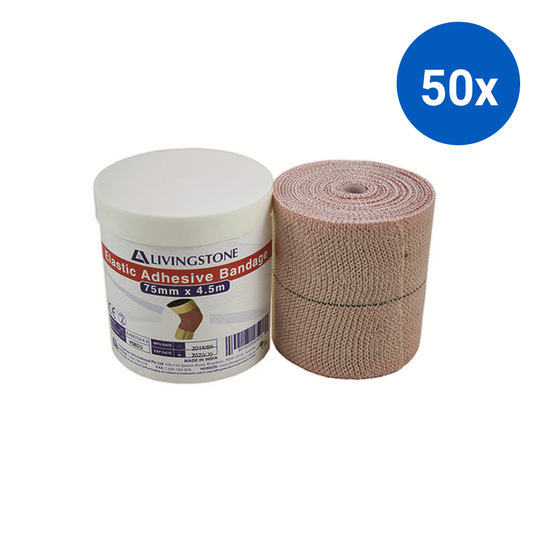 Livingstone Elastic Adhesive Bandage BP'93 7.5cm x 4.5m Individual Pack - Brown x50