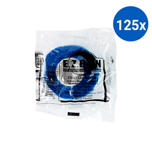 E.Z. Ban Wrap Cohesive Elastic Bandage 2.5cm x 2m stretch to 4.5m - Blue x125