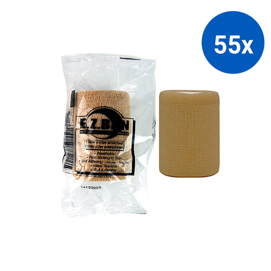 E.Z. Ban Wrap Cohesive Elastic Bandage 7.5cm x 2m stretch to 4.5m - Tan x55
