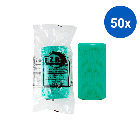 E.Z. Ban Wrap Cohesive Elastic Bandage 10cm x 2m stretch to 4.5m - Green x50