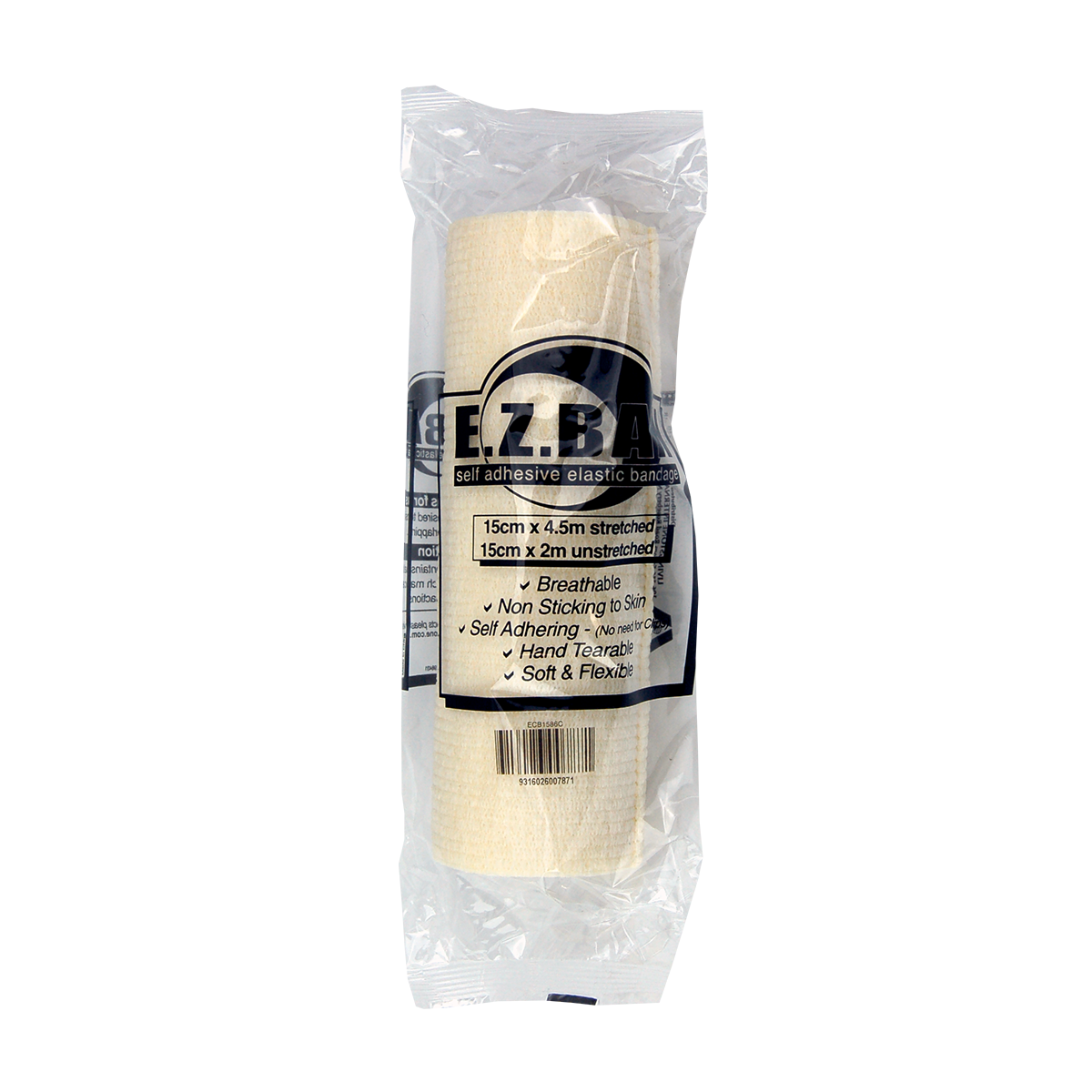 E.Z. Ban Wrap Cohesive Elastic Bandage 15cm x 2m stretch to 4.5m - White x25