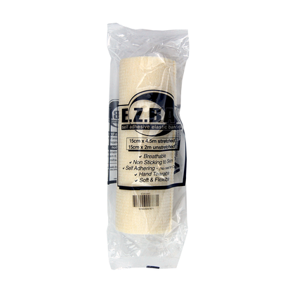 E.Z. Ban Wrap Cohesive Elastic Bandage 15cm x 2m stretch to 4.5m - White x25