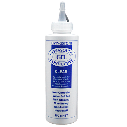 Livingstone Conductive Lubricant Clear Gel for Ultrasound and ECG Electrocardiogram 250ml in Easy Squeeze Bottle - Clear x70
