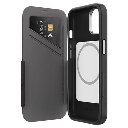 EFM Monaco D3O Leather Wallet Case Armour iPhone 14 Plus - Black/Space Grey