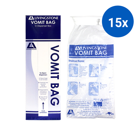 Livingstone Emesis Vomit Bag 1500ml in Patented Dispenser 50 Pcs/Box - White x15