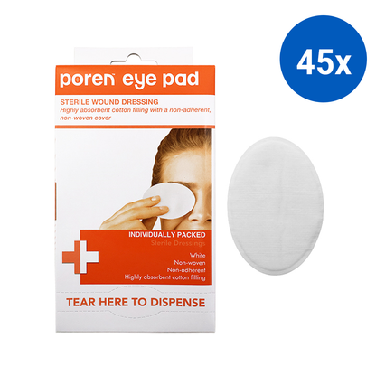 Poren Eye Pad Wound Dressing Nonwoven Latex Free Sterile 50/Box - White x45