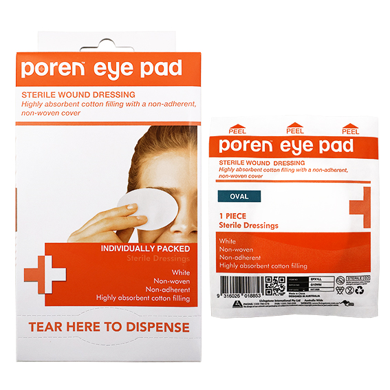 Poren Eye Pad Wound Dressing Nonwoven Latex Free Sterile 50/Box - White x45