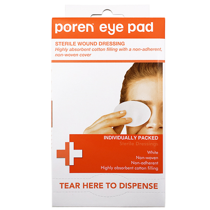 Poren Eye Pad Wound Dressing Nonwoven Latex Free Sterile 50/Box - White x45