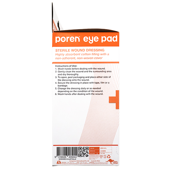 Poren Eye Pad Wound Dressing Nonwoven Latex Free Sterile 50/Box - White x45