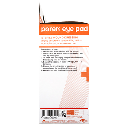 Poren Eye Pad Wound Dressing Nonwoven Latex Free Sterile 50/Box - White x45