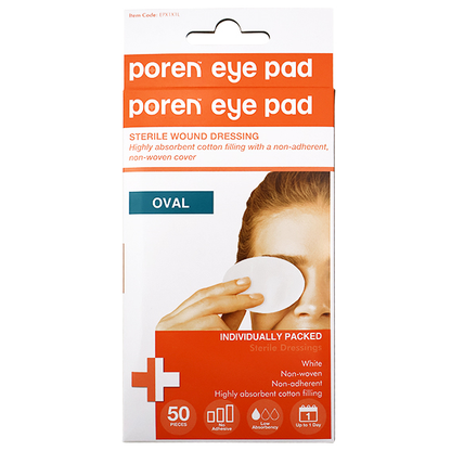 Poren Eye Pad Wound Dressing Nonwoven Latex Free Sterile 50/Box - White x45