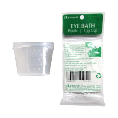 Universal Eye Bath Recyclable Plastic Eggcup Type Single Packed - Clear x405