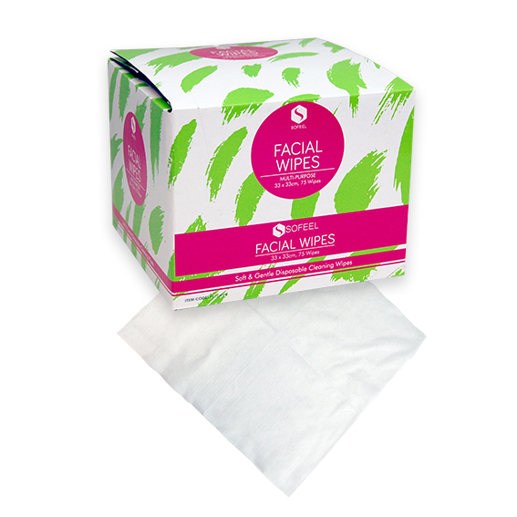 Sofeel Lint Free Facial Wipes Strong & Gentle 75 Wipes/Box 8 Box/Carton - White x5