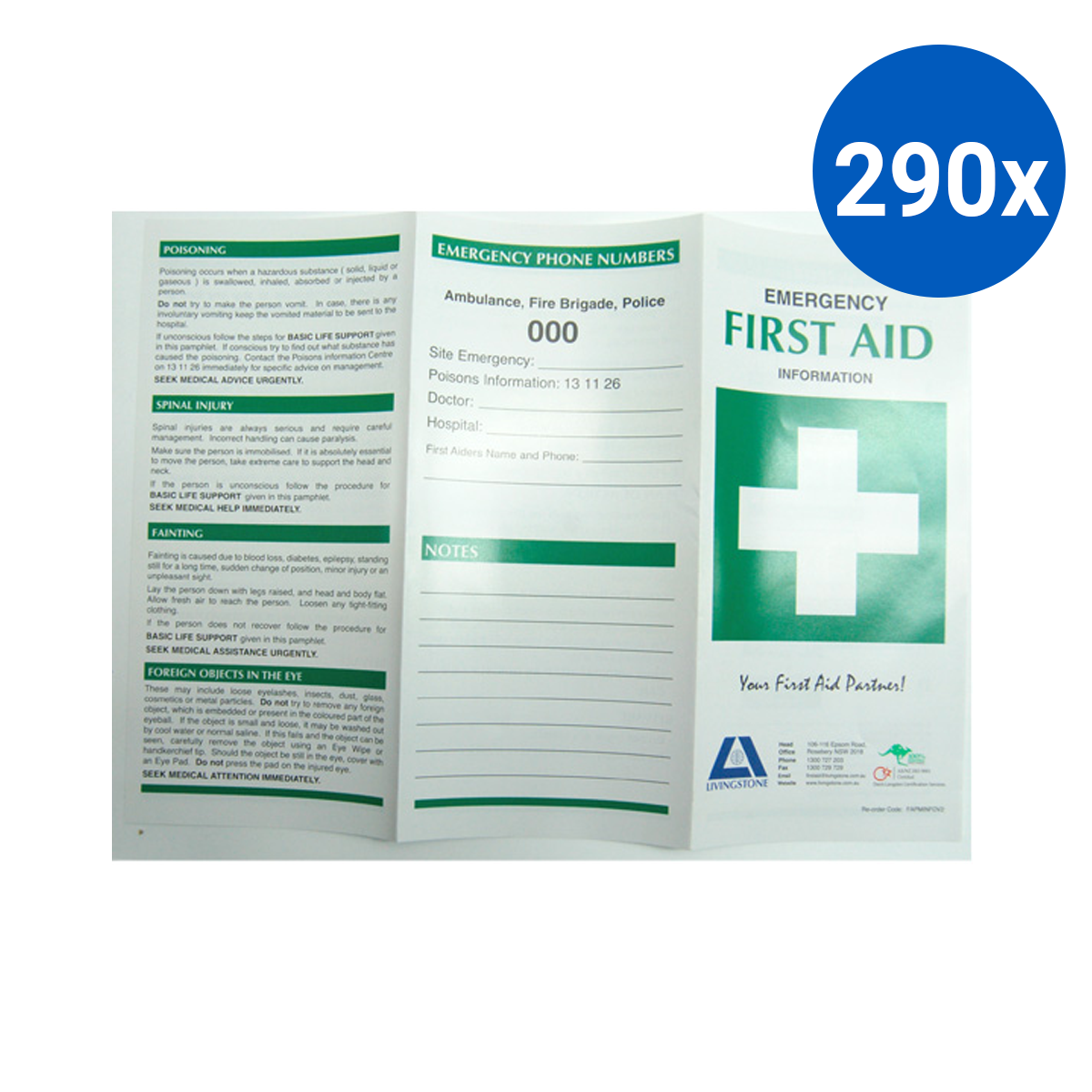 Emergency First Aid Information Pamphlet - White x290