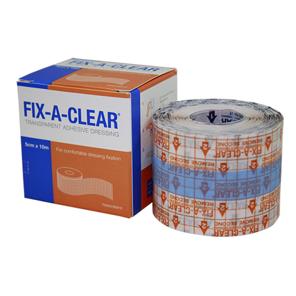 Fix-A-Clear Transparent Adhesive Waterproof Tape Dressing 5cm x 10m - Clear x10