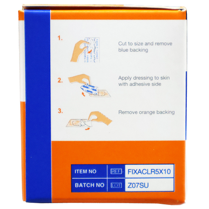 Fix-A-Clear Transparent Adhesive Waterproof Tape Dressing 5cm x 10m - Clear x10