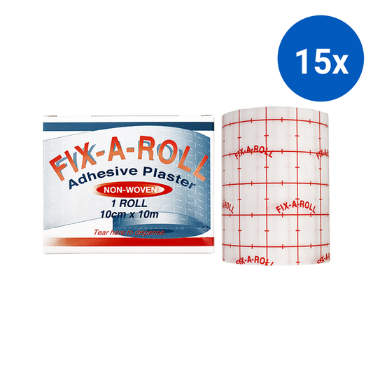 Fix-A-Roll Adhesive Dressing Fixation Retention Tape Plaster 10cm x 10m - White x15