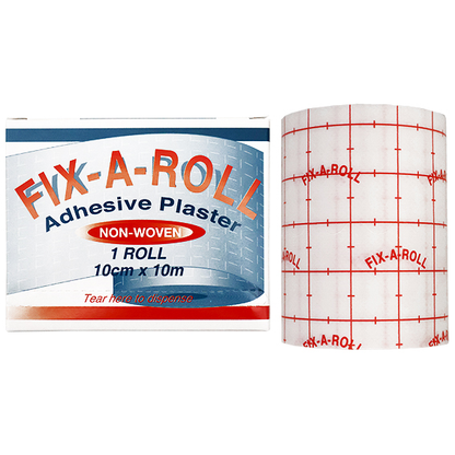 Fix-A-Roll Adhesive Dressing Fixation Retention Tape Plaster 10cm x 10m - White x15