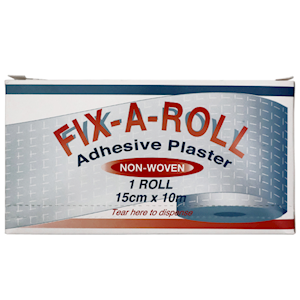Fix-A-Roll Adhesive Dressing Fixation Retention Tape Plaster Nonwoven 15cm x 10 Metres - White x15