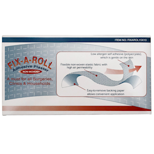 Fix-A-Roll Adhesive Dressing Fixation Retention Tape Plaster Nonwoven 15cm x 10 Metres - White x15