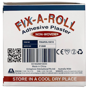 Fix-A-Roll Adhesive Dressing Fixation Retention Tape Plaster Nonwoven 15cm x 10 Metres - White x15