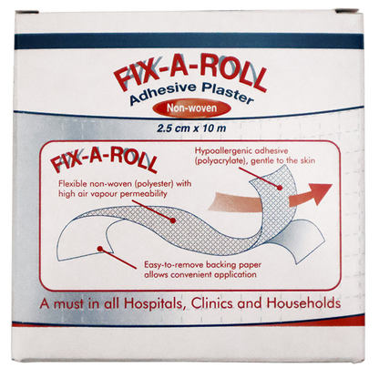 Fix-A-Roll Adhesive Dressing Fixation Retention Tape Plaster Nonwoven 2.5 cm x 10 m - White x40