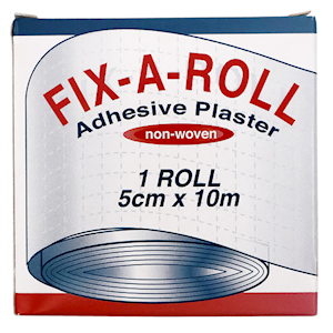 Fix-A-Roll Adhesive Dressing Fixation Retention Tape Plaster Nonwoven 5cm x 10 Metres - White x25