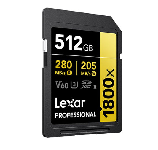 Lexar Professional 1800x SDXC UHS-II Card GOLD Series 512GB – Black