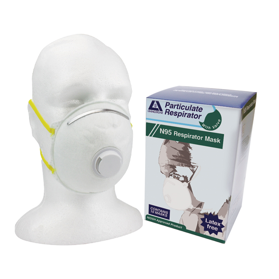 Liv Genuine N95 P2 Respirator Face Mask Valved Cupped Cone NIOSH 84A-5460 Head Band 10/Box - White x15