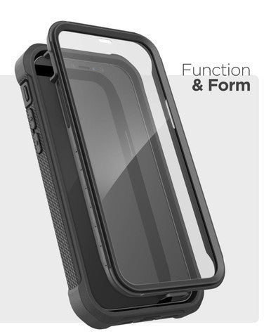 Encased Falcon Case Built-in Screen Guard iPhone 12/12 Pro with Belt Clip Holster - Black