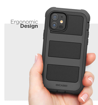Encased Falcon Case Built-in Screen Guard iPhone 12 Mini with Belt Clip Holster - Black