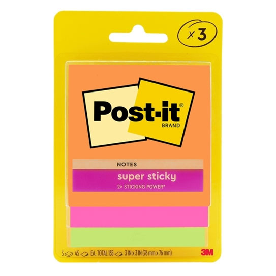 Post‑It Super Sticky Notes Rio De Janeiro 76 x 76mm 3‑Pack Box of 6