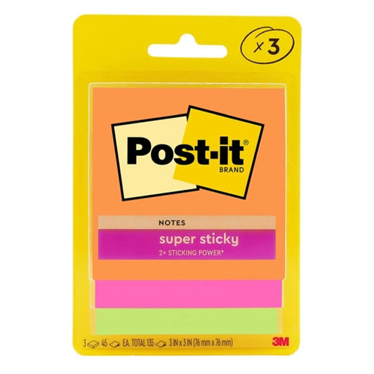Post‑It Super Sticky Notes Rio De Janeiro 76 x 76mm 3‑Pack Box of 6