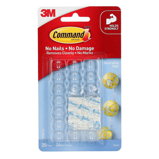 Command 17026CLR Clear Decorating Clips 20 Pack - 6 Box