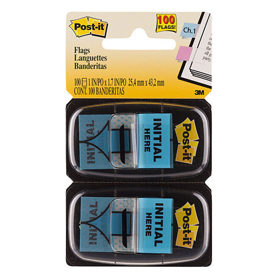 Post‑It Initial Here Flags 25 x 43mm 2‑Pack Box of 6