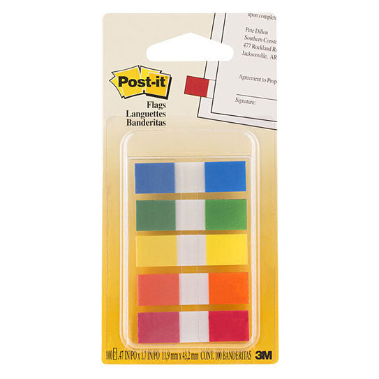 Post‑It Flags Assorted Colours 12 x 45mm 5‑Pack Box of 6