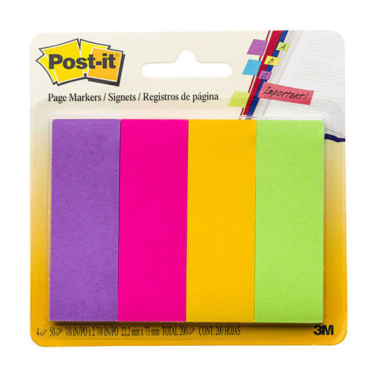 Post‑It Page Markers Neon 23 x 73mm 200‑Pack Box of 6