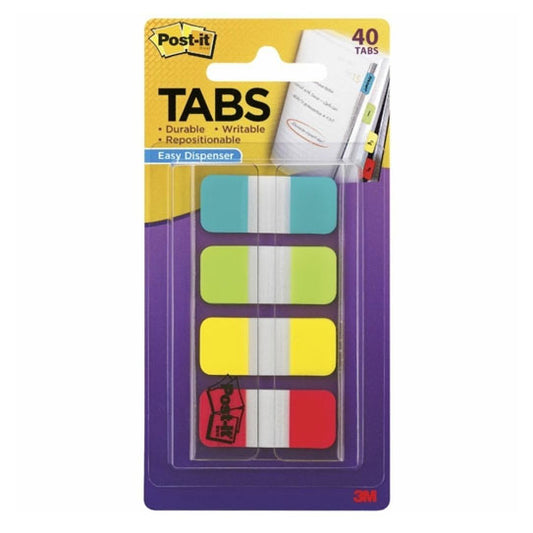 Post‑It Tabs Aqua Green Yellow Red 15 x 38mm 40‑Pack Box of 6