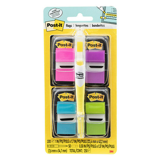 Post‑It Flags Bright Colours with Highlighter 25 x 43mm Value Pack