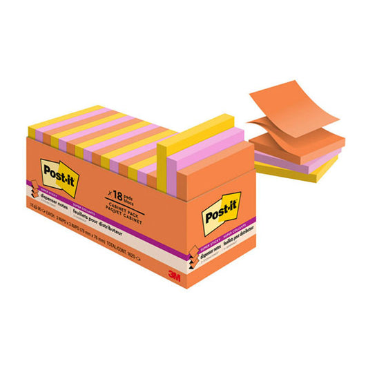 Post‑It Super Sticky Pop‑Up Notes Rio De Janeiro 76 x 76mm 18‑Pack