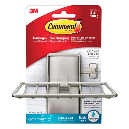 Command BATH34‑SN‑ES Satin Nickel Soap Dishes – 2 Box