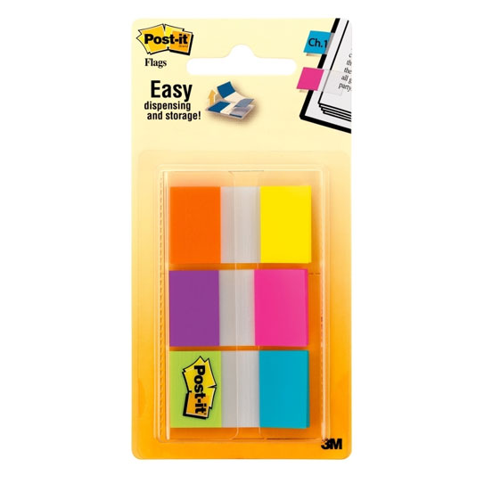 Post-It Flags Bright Colours 25 x 43mm 3-Pack - Box of 6