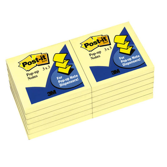 Post‑It Pop‑Up Notes Canary Yellow 76 x 76mm 12‑Pack