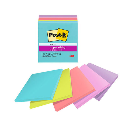 Post‑It Super Sticky Notes Miami 76 x 76mm 5‑Pack