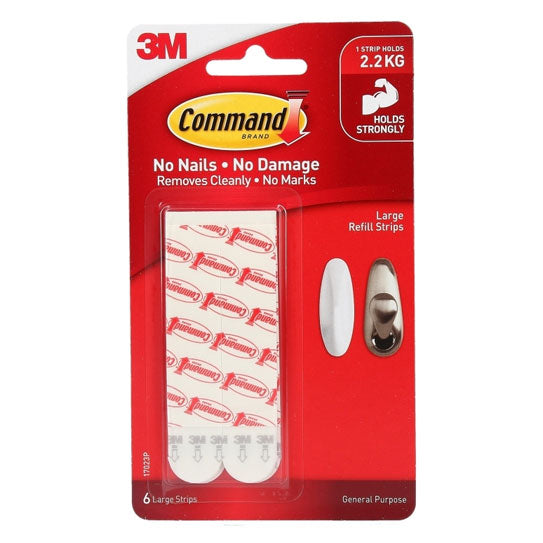 Command Large Refill Strips 17023P – 6 Packs (6 Boxes, 36 Strips)