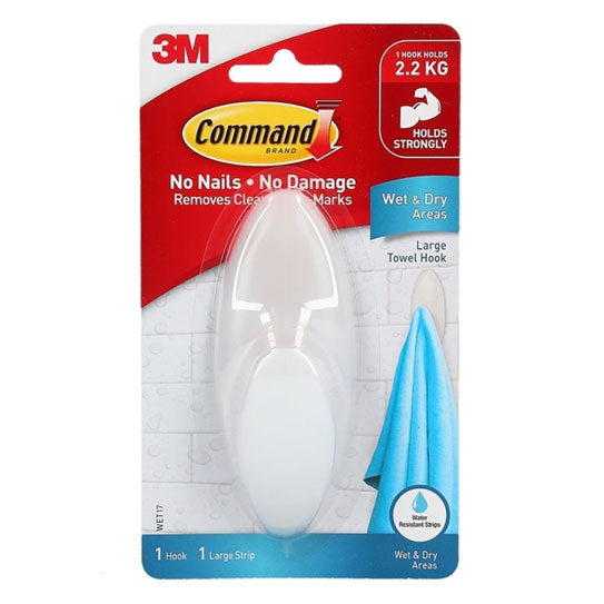 Command WET17ES Large Wet Area Towel Hooks – 4 Box
