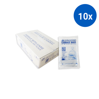 Livingstone Garbage Bag Bin Liner 73L 90 x 76cm 13 Microns 250 Pcs/Carton - Clear x10